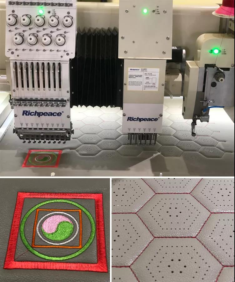 Richpeace Computerized Perforation Sewing Embroidery Machine working