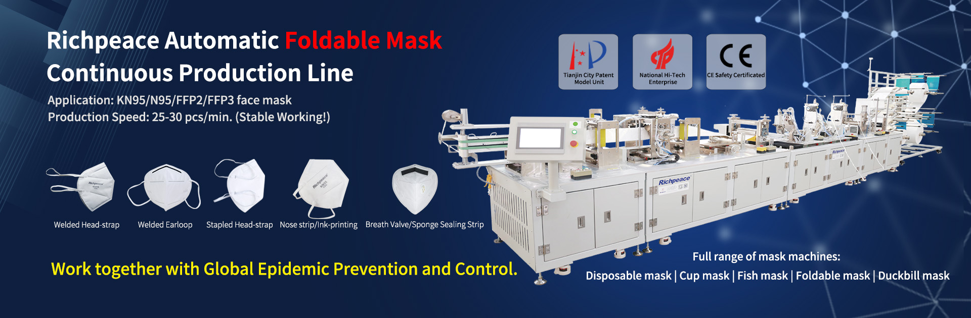 Richpeace Automatic Foldable Mask Continuous Production Line (Headband Welding)