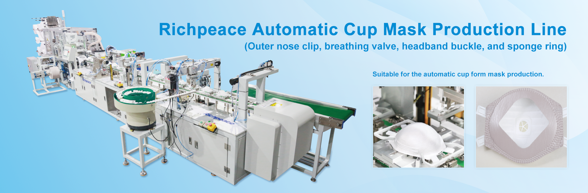 Cup Mask Production Line (Outer nose clip, breathing valve, headband buckle, and sponge ring)