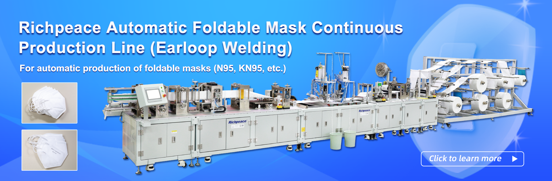 Richpeace Automatic Foldable Mask Continuous Production Line (Earloop Welding)