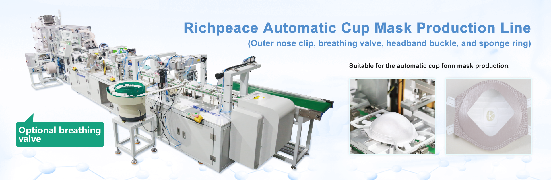 Cup Mask Production Line (Outer nose clip, breathing valve, headband buckle, and sponge ring)