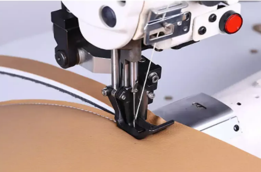 Direct drive post bed type on-off right cutting compound feed sewing machine