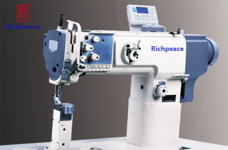Direct drive, post bed, single needle compound feed sewing machine