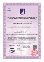 ISO 45001 Certificate of conformity of occupational health and safety management system certification